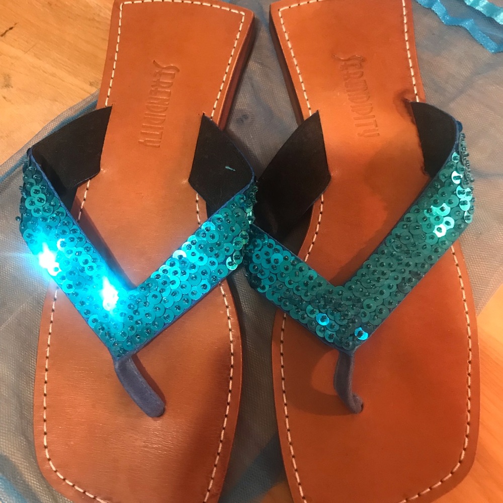 Women's leather/sequin sandals Size 43 (11M)
